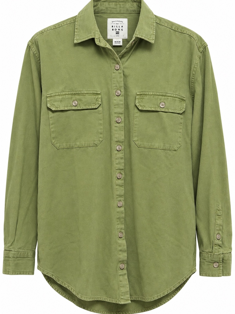 NWT Billabong So Stoked Twill Shirt Women M Green Eyes Oversized Button Up